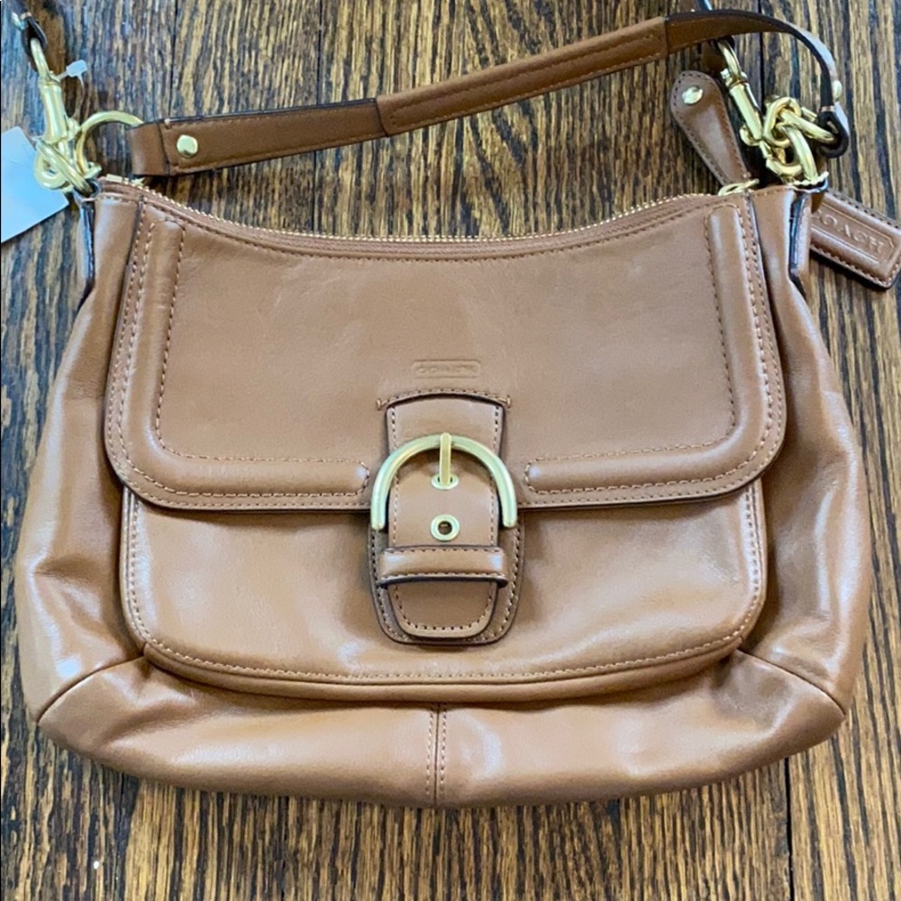 Coach brown leather cross-body bag